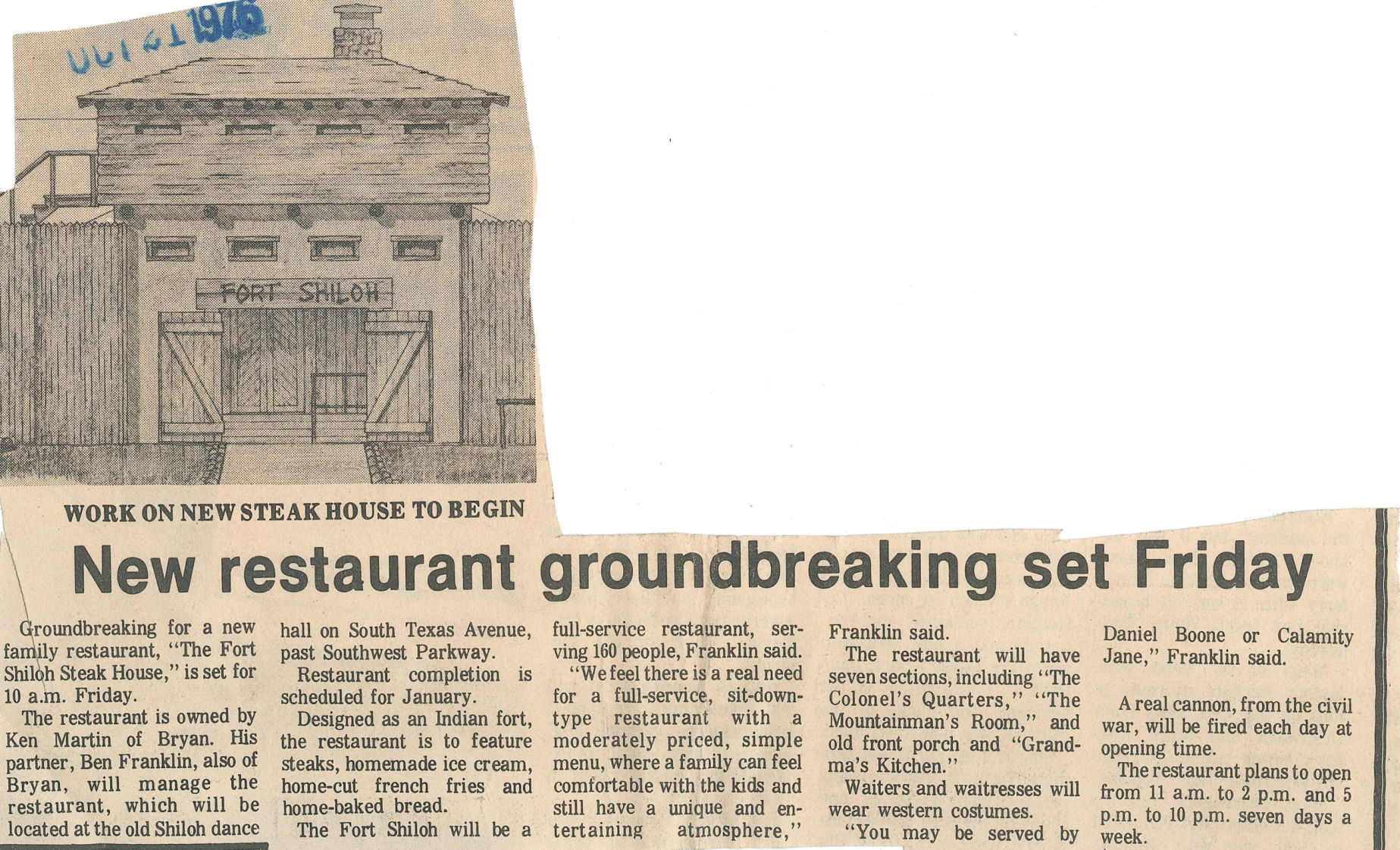 The Eagle Archives: Fort Shiloh Steakhouse